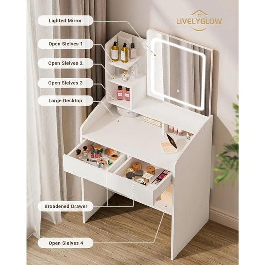 Small White Vanity Desk Set
