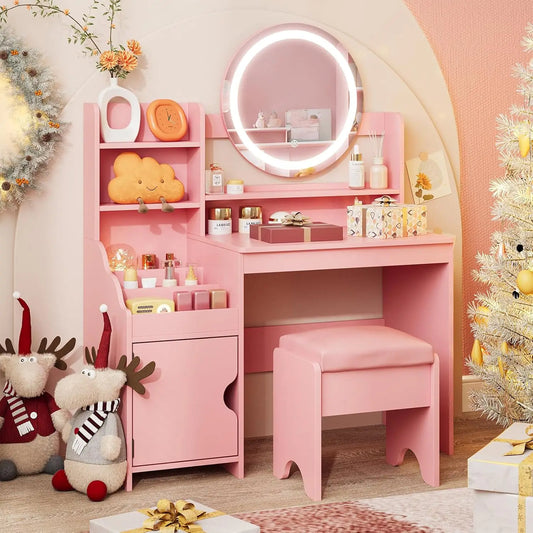 Vanity Desk with Lights Mirror Makeup Vanity Table KIDS