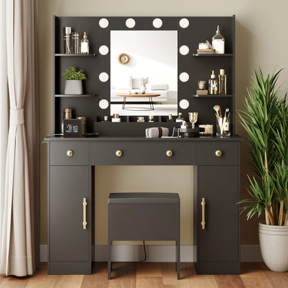 Vanity Set with Lights and Charging Station