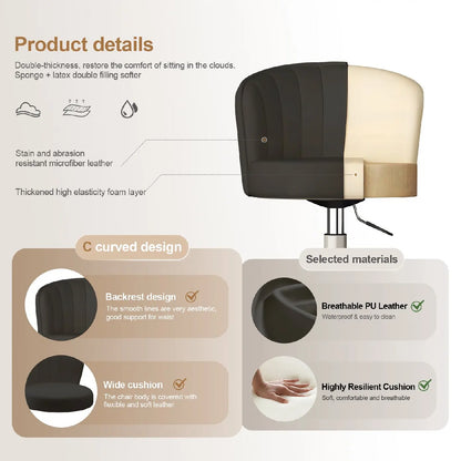 Small Round Rolling Desk Chair Armless Comfy Vanity
