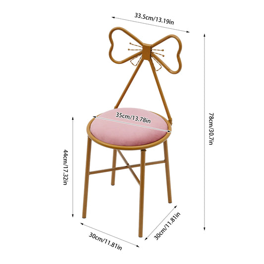 Butterfly Backrest Makeup Chair Pink Tie Vanity