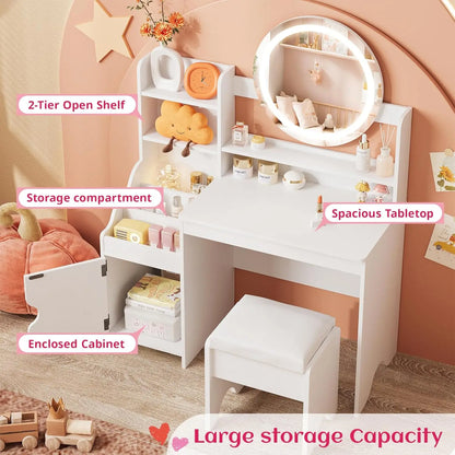 Vanity Desk with Lights Mirror Makeup Vanity Table KIDS