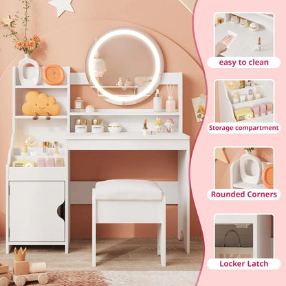 Vanity Desk with Lights Mirror Makeup Vanity Table KIDS