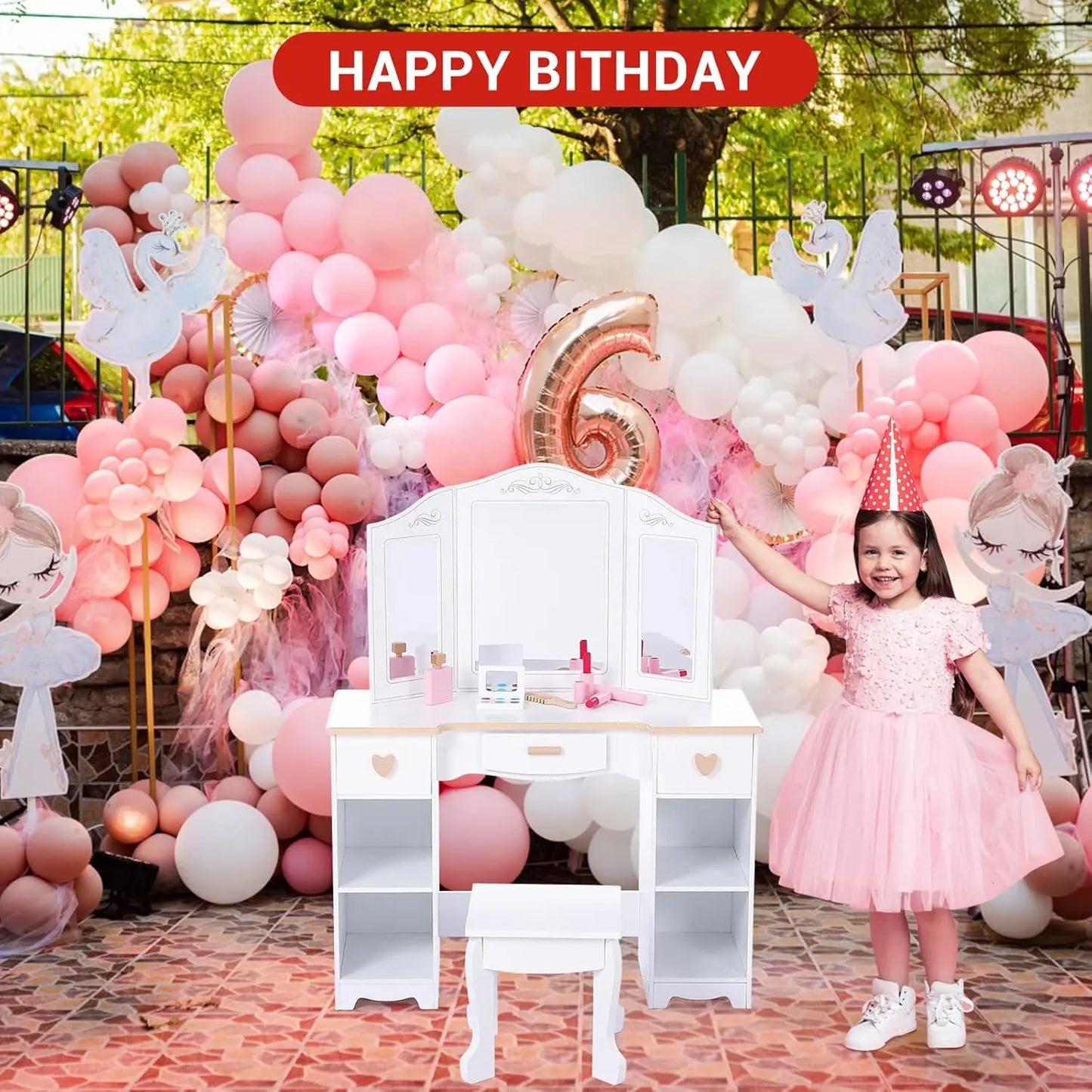 Princess Vanity Set for Kids White Makeup Table