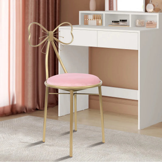 Vanity Stool Chair for Makeup Modern Velvet Butterfly