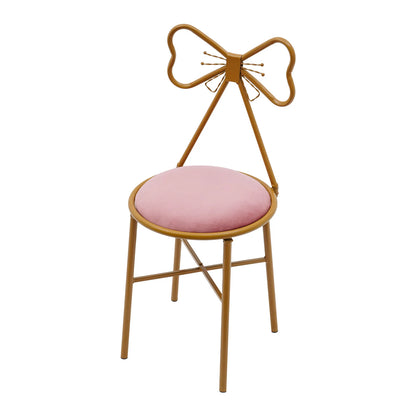 Butterfly Backrest Makeup Chair Pink Tie Vanity