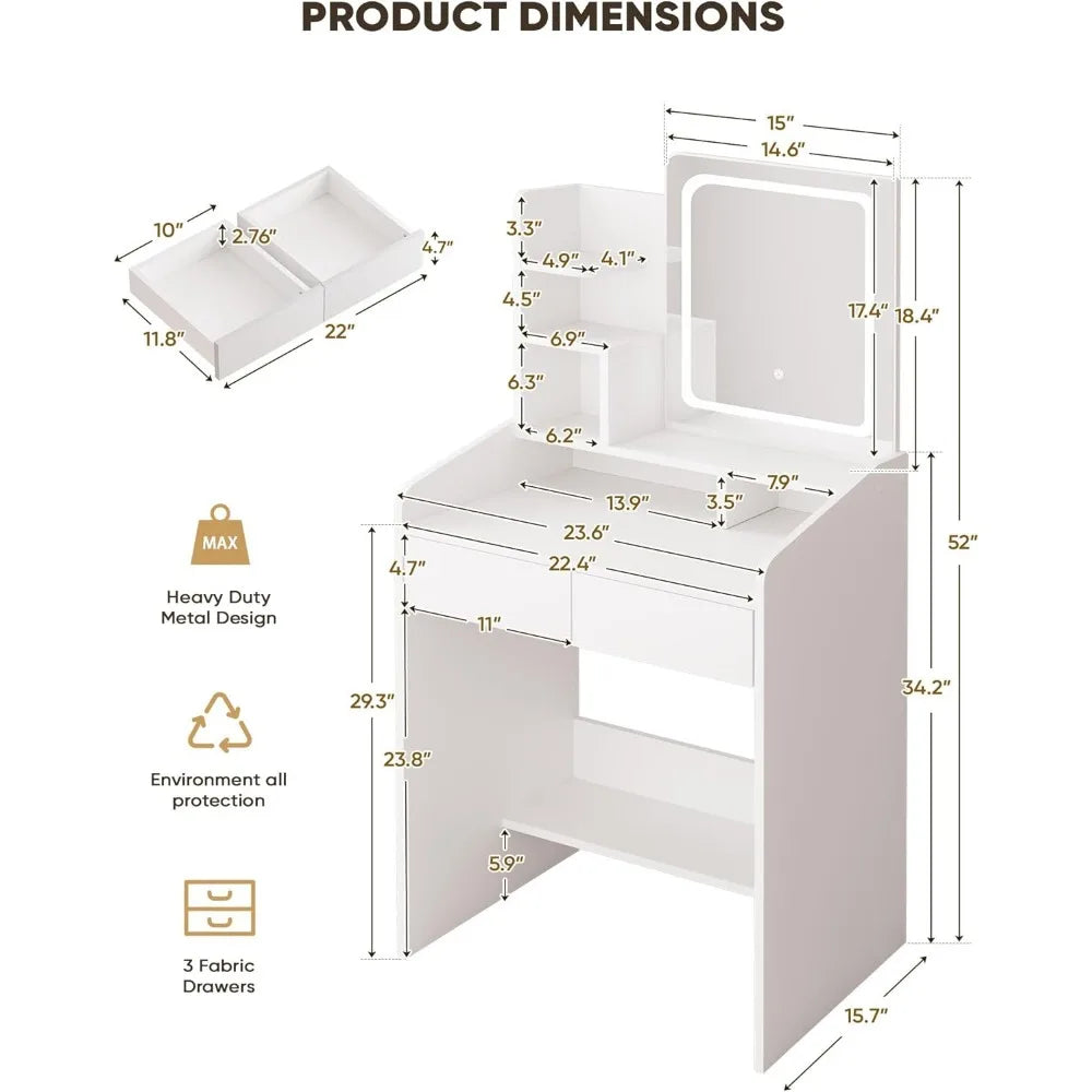 Small White Vanity Desk Set