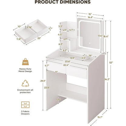 Small White Vanity Desk Set