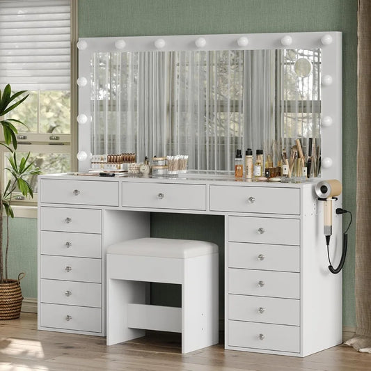 Makeup Vanity Desk with Charging Station